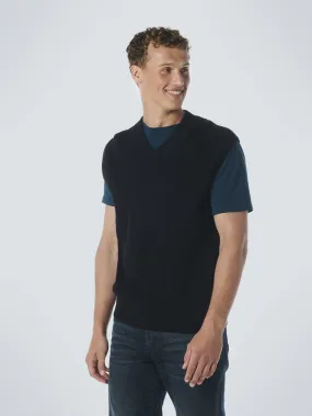 Spencer V-Neck Relief Rib Jacquard with Wool | Black