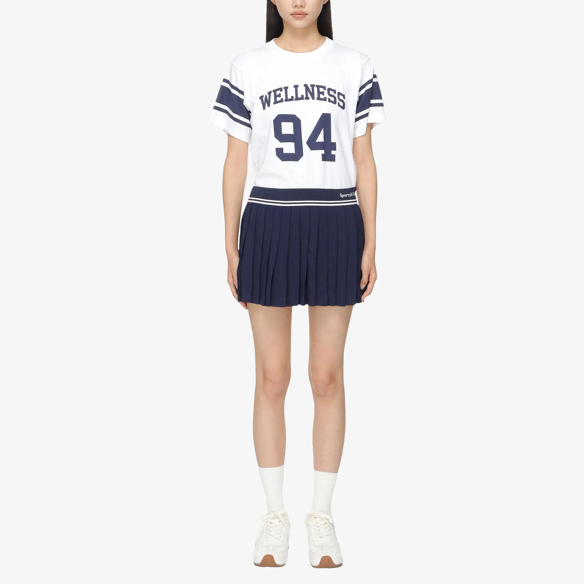 SPORTY & RICH | WMN'S ABIGAIL PLEATED SKIRT { NAVY/OFF WHITE
