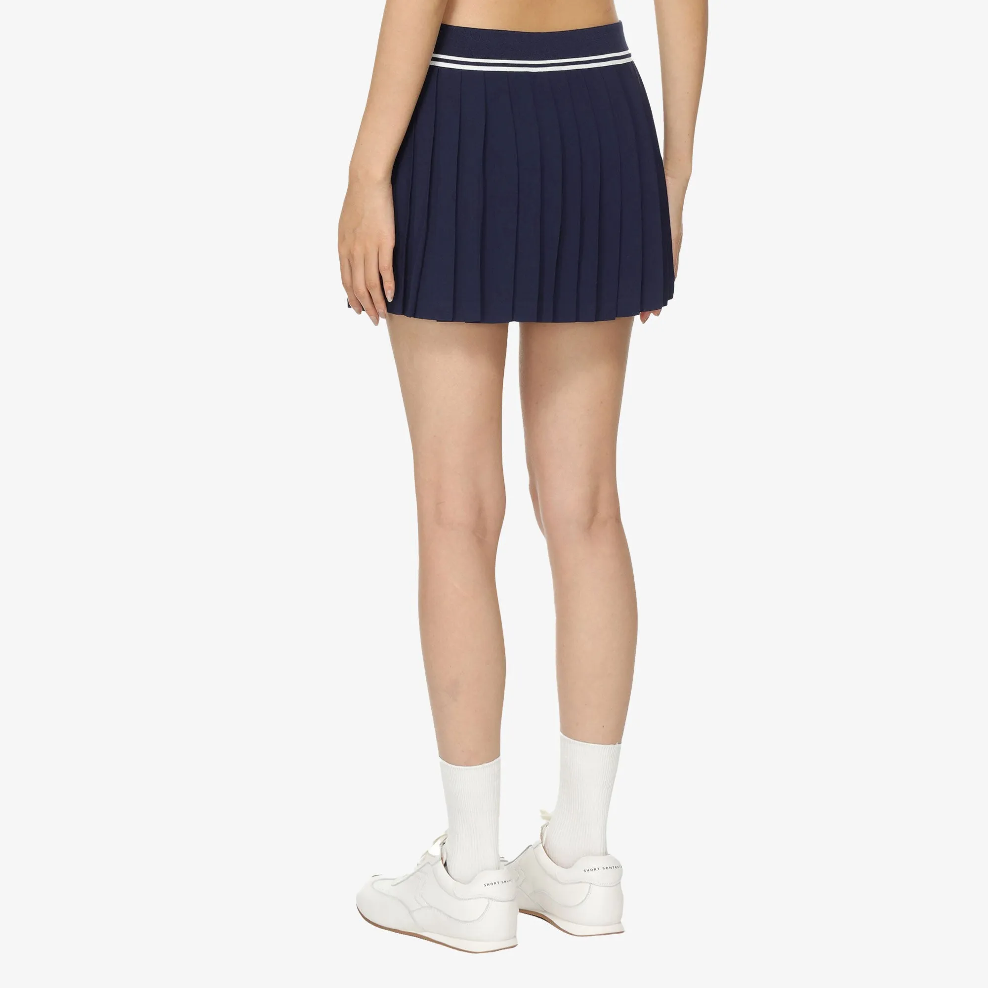 SPORTY & RICH | WMN'S ABIGAIL PLEATED SKIRT { NAVY/OFF WHITE