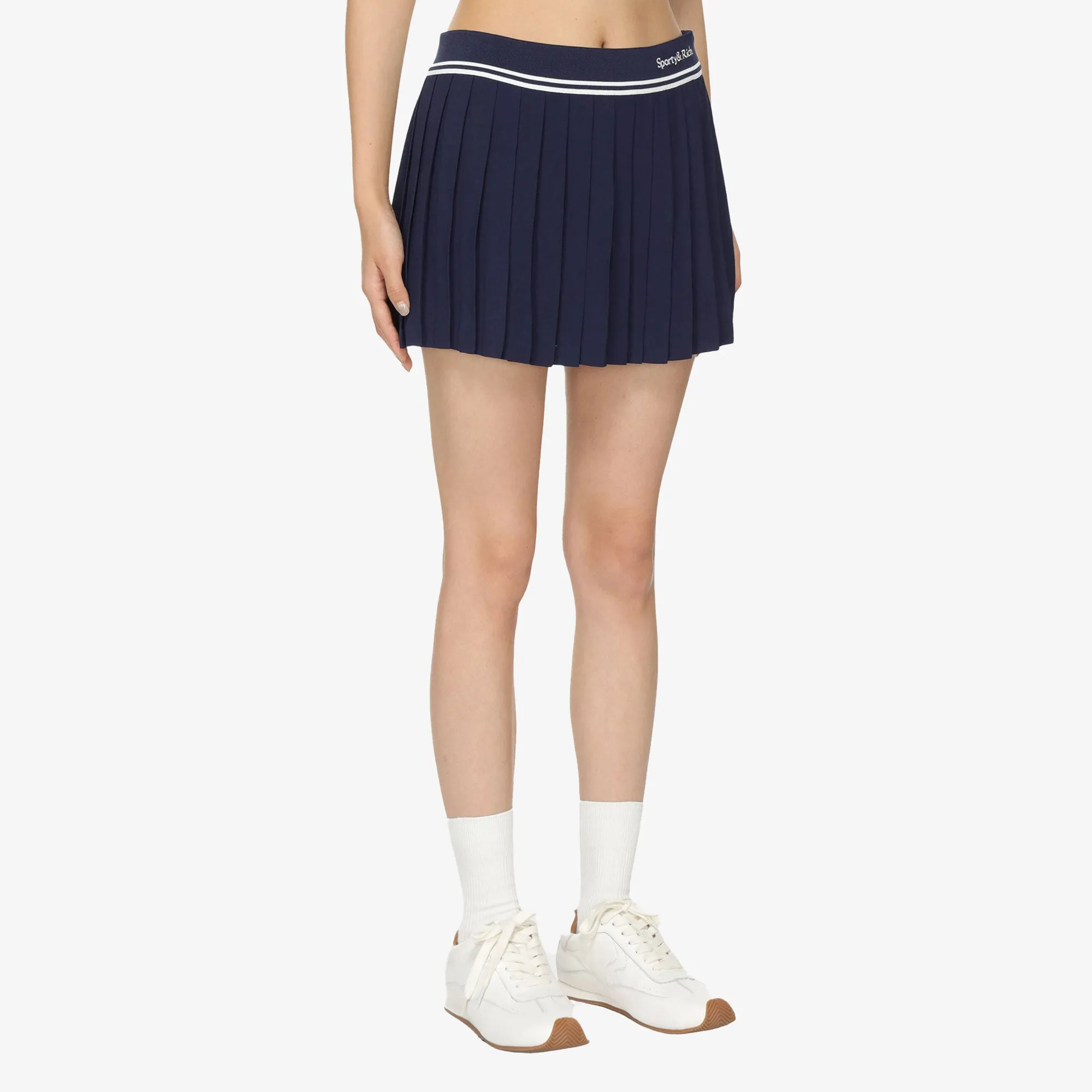 SPORTY & RICH | WMN'S ABIGAIL PLEATED SKIRT { NAVY/OFF WHITE