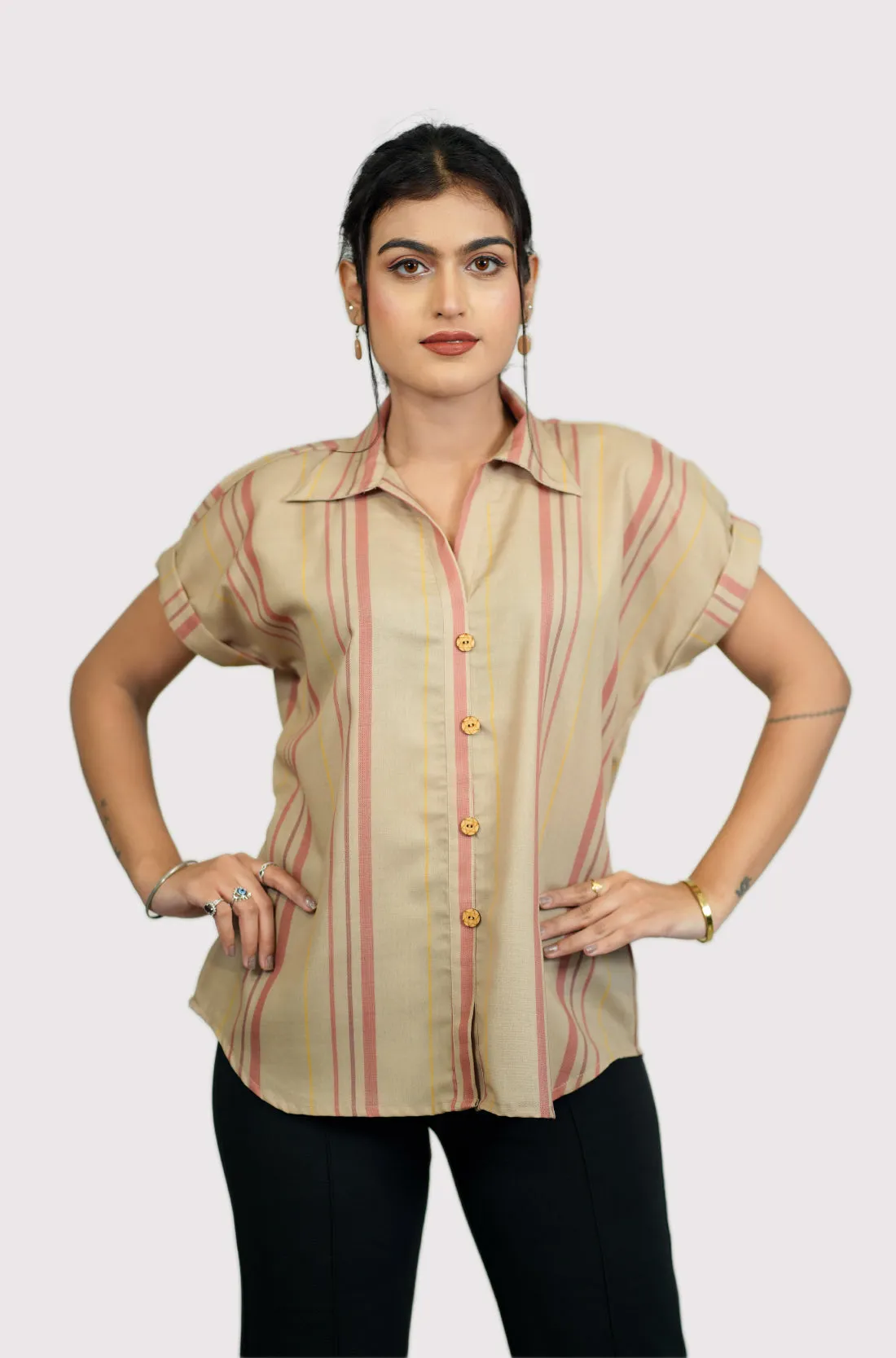 Striped rayon shirt for women