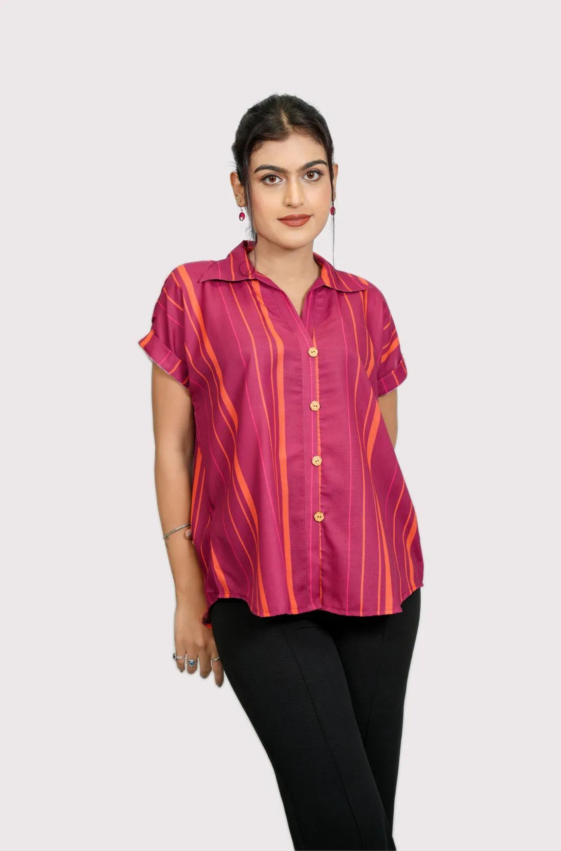 Striped rayon shirt for women