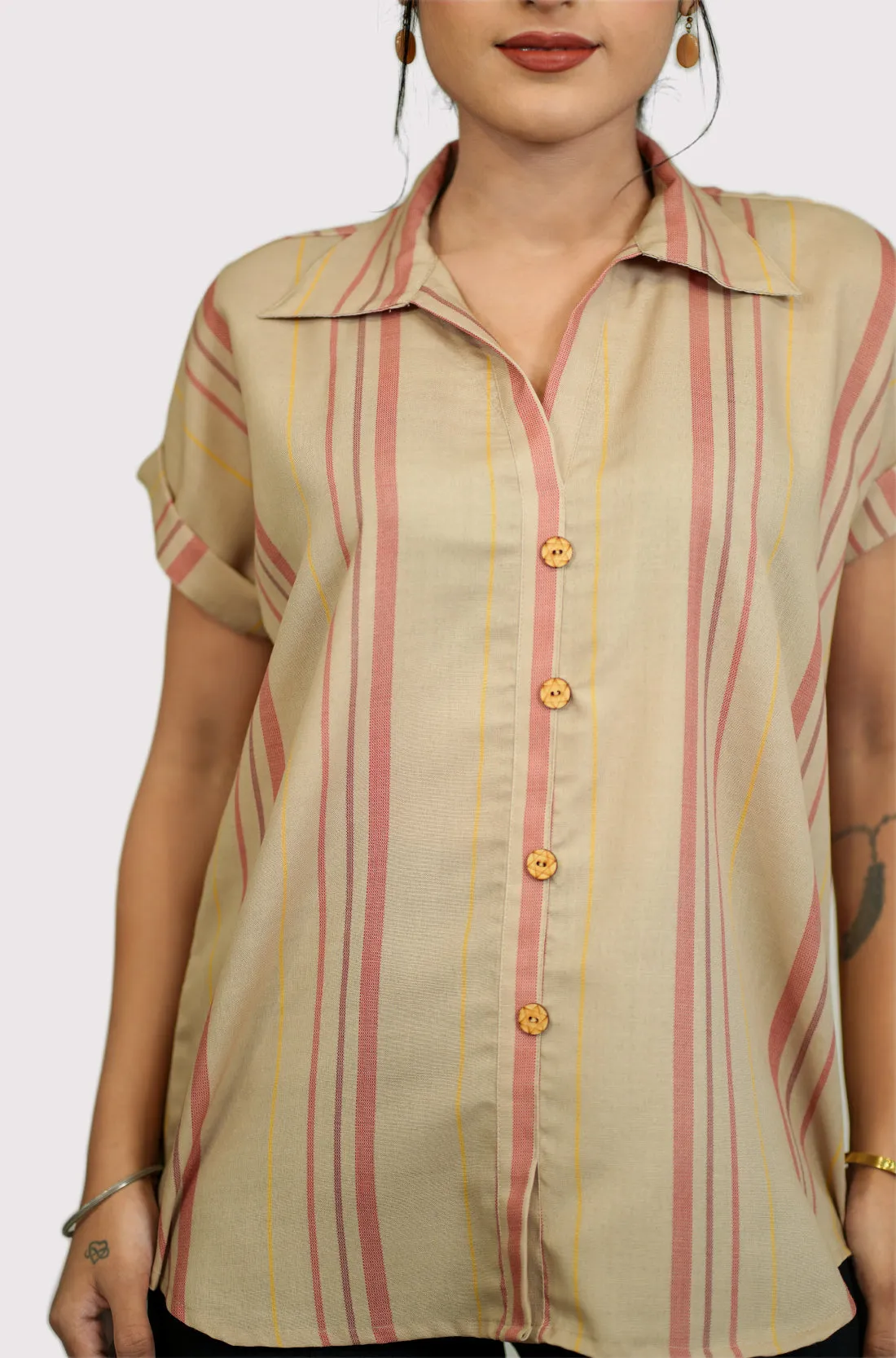 Striped rayon shirt for women