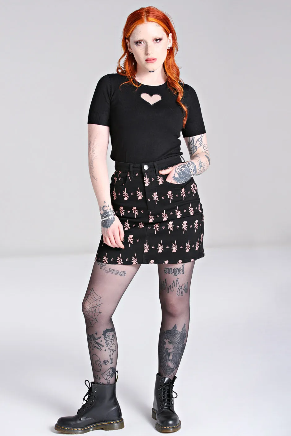 The Lover Rose Embroidered Mini Skirt