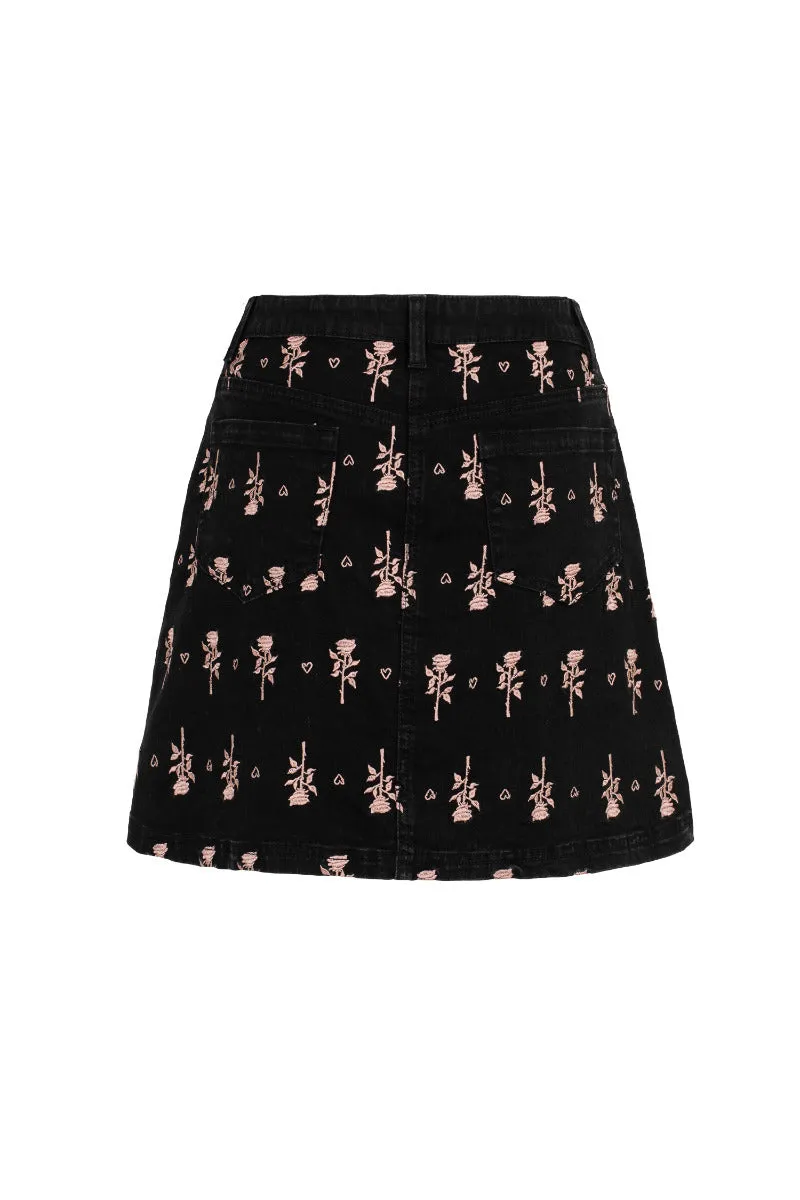 The Lover Rose Embroidered Mini Skirt