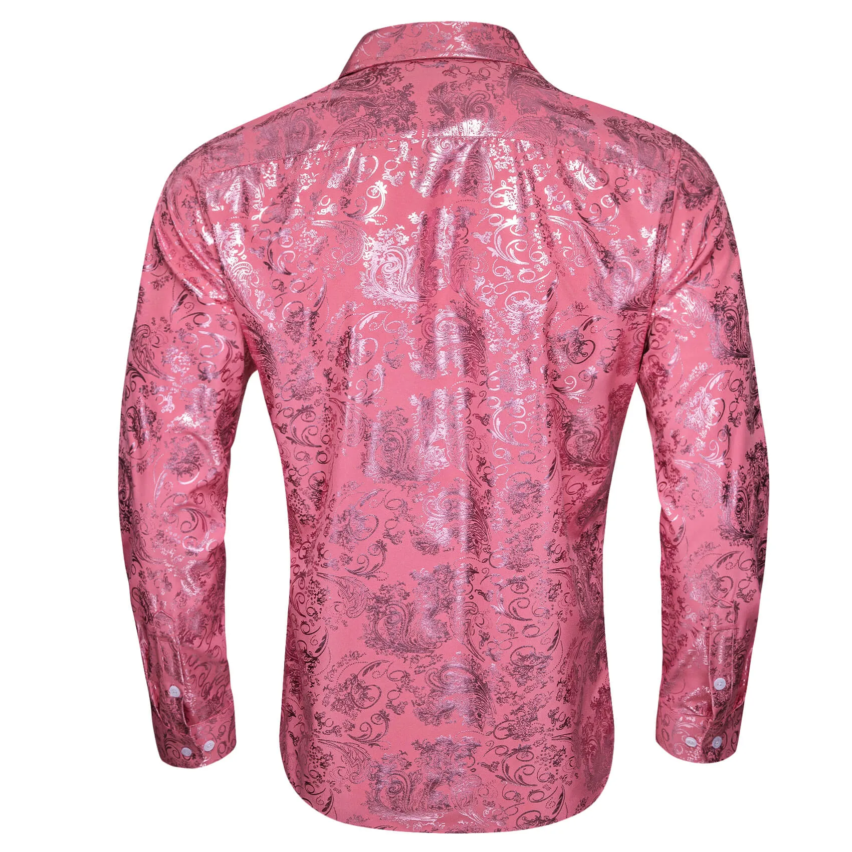 Ties2you Bronzing Shirt Men's Watermelon Pink Floral Silk Shirt