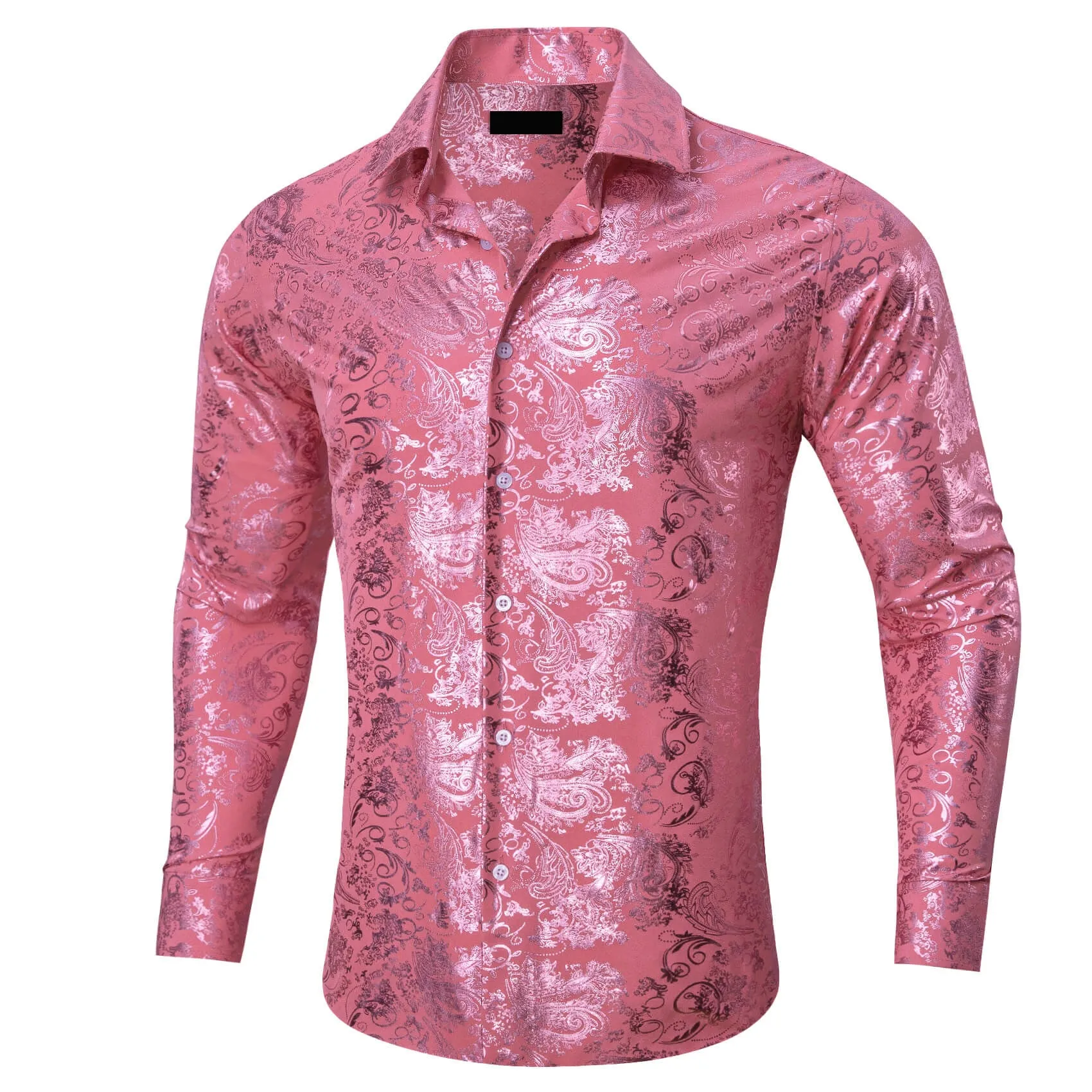 Ties2you Bronzing Shirt Men's Watermelon Pink Floral Silk Shirt