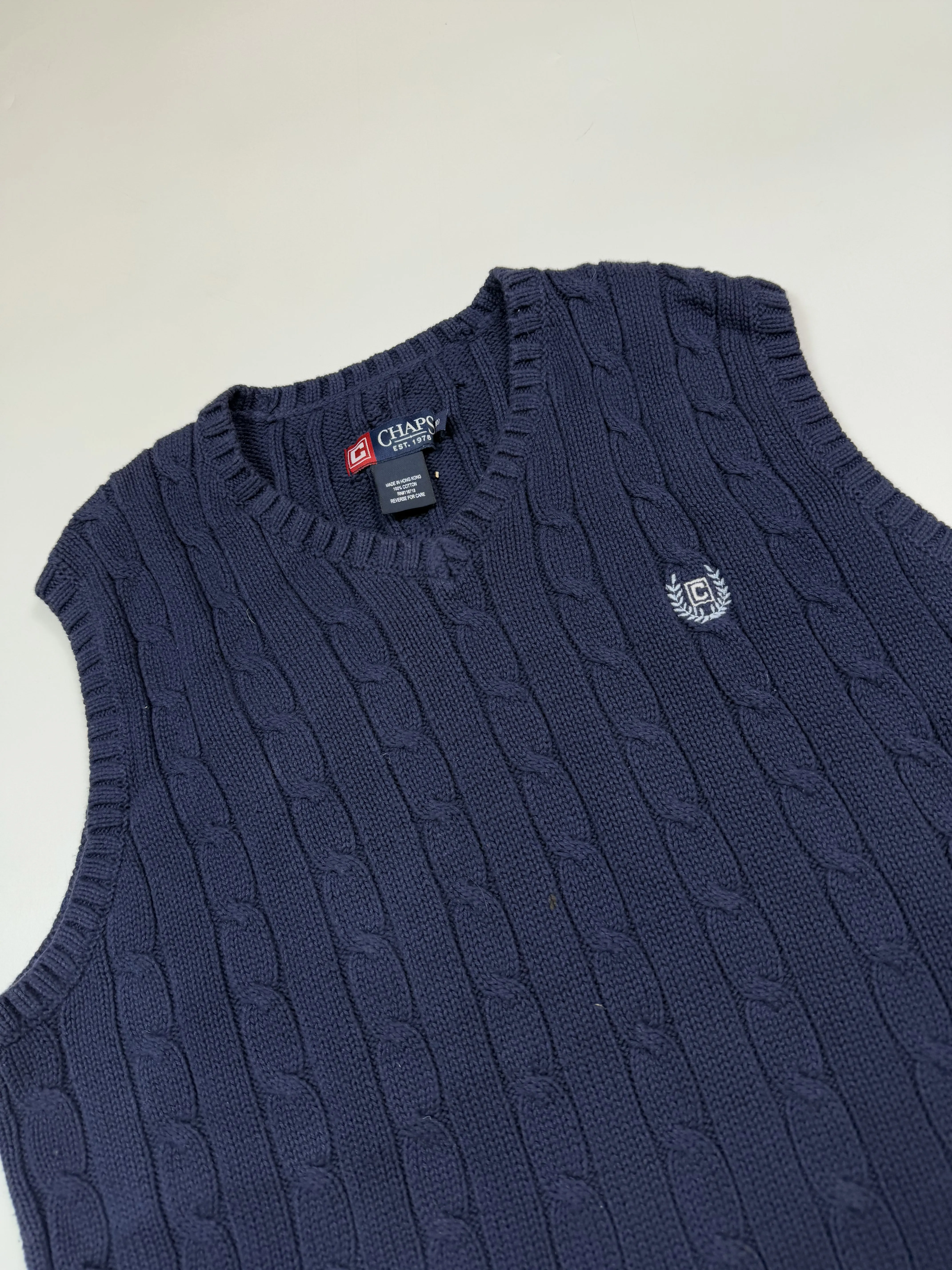 Vintage Chaps cable knit vest sweater (L)