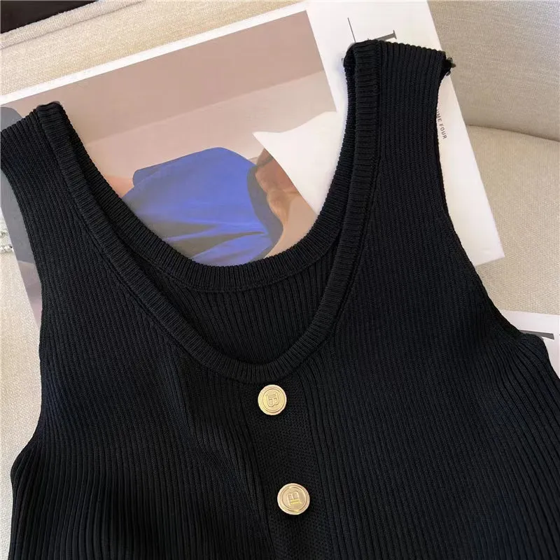 Vintage Gold Button Knitted Vest