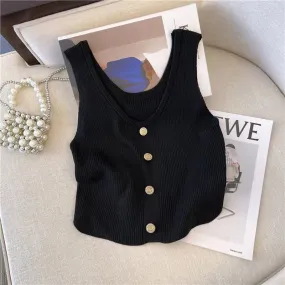 Vintage Gold Button Knitted Vest