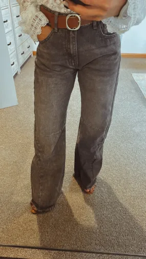 Vintage grey seam detail flared leg Jeans