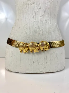 Vintage stretchy gold elephant belt