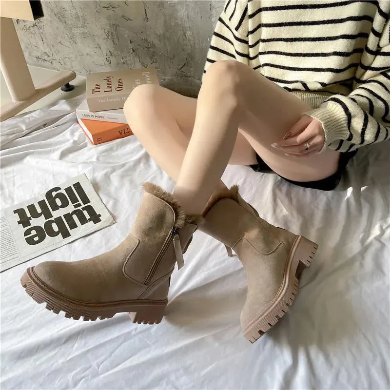 Warmly lined winter boots - non-slip and waterproof