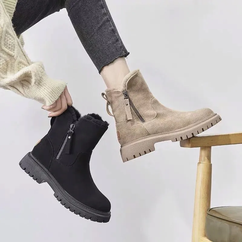 Warmly lined winter boots - non-slip and waterproof