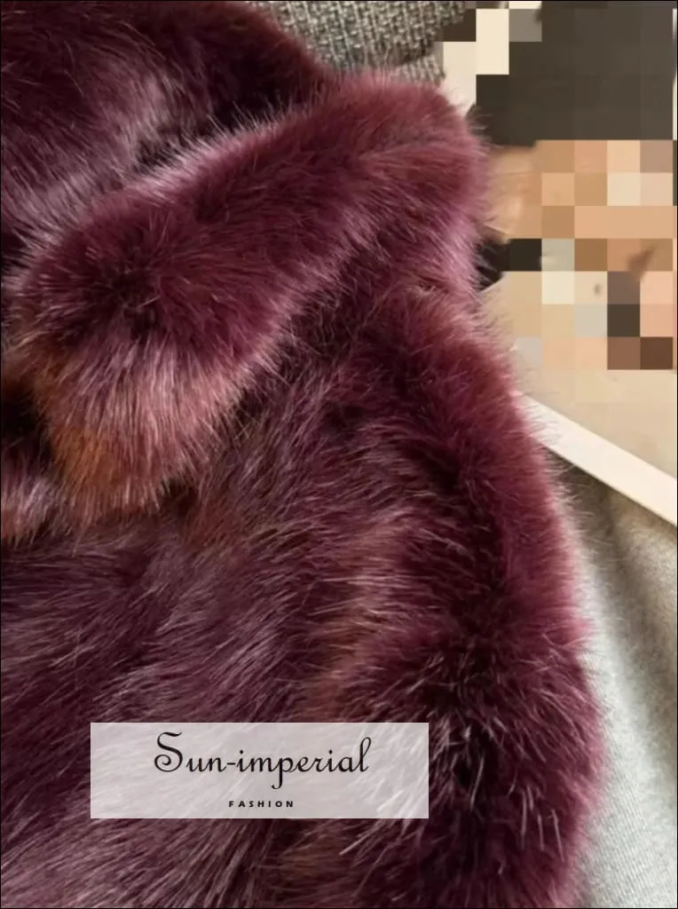 Women's Deep Purple Shaggy Faux Fur Coat