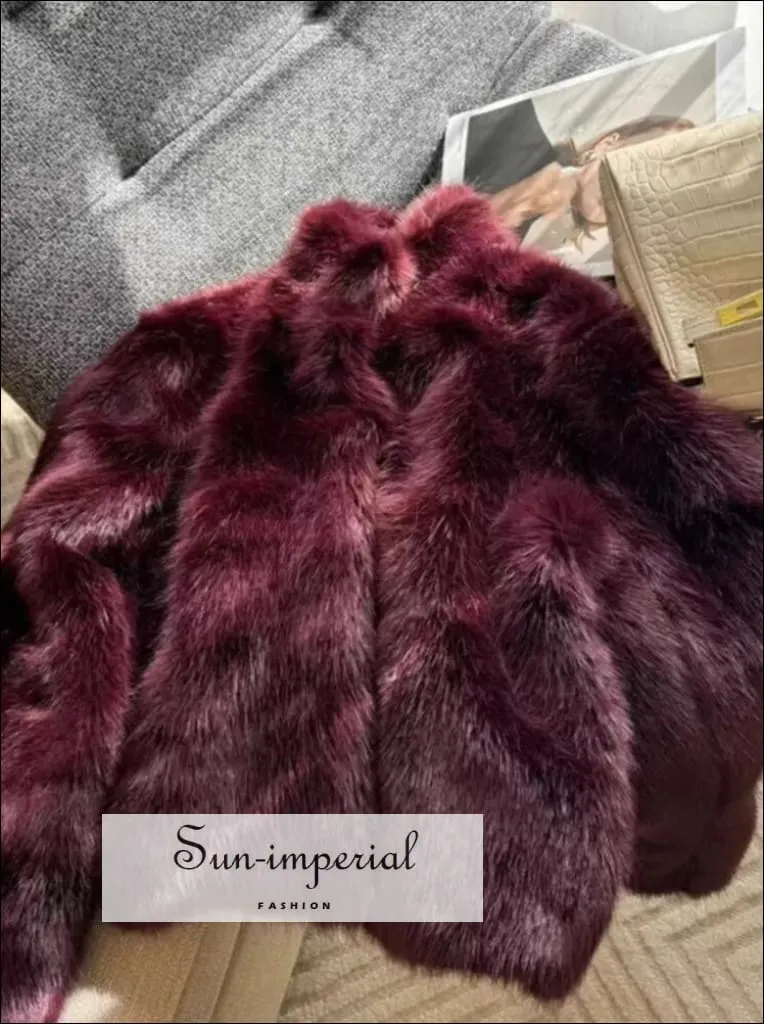 Women's Deep Purple Shaggy Faux Fur Coat
