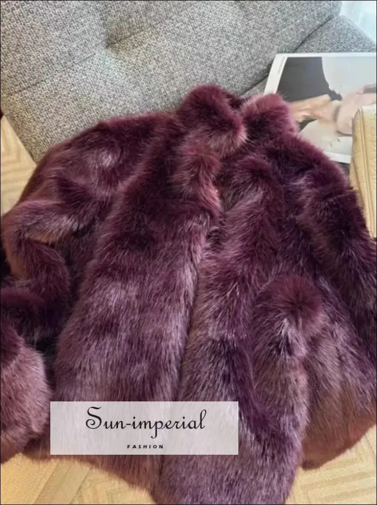 Women's Deep Purple Shaggy Faux Fur Coat