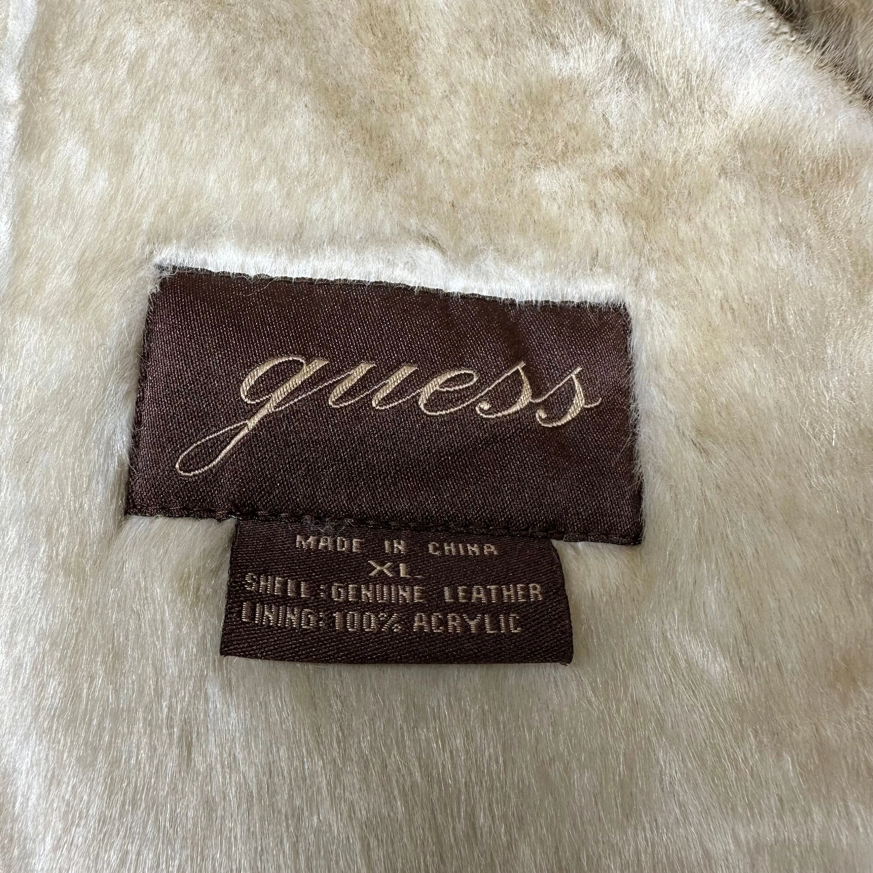 XL Y2K Guess Tan Suede Shearling Coat