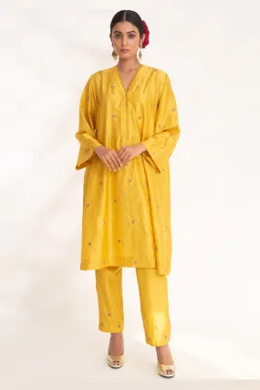 Yellow Short Flare Kurta & Pants