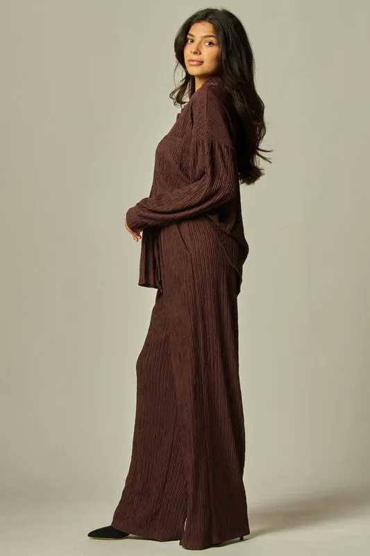 Zoe- espresso pleated 2 piece set