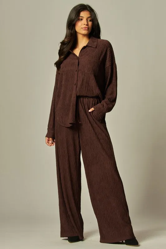 Zoe- espresso pleated 2 piece set
