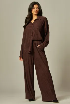 Zoe- espresso pleated 2 piece set