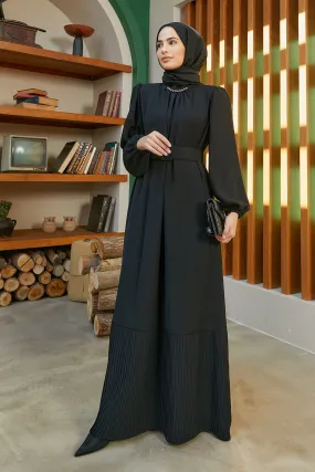ZRF Women Skirt Edge Pleated Dress - Black - Trieste